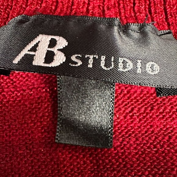 AB Studio Women's Red Knit Cowl Neck Sweater Size M - Picture 5 of 9